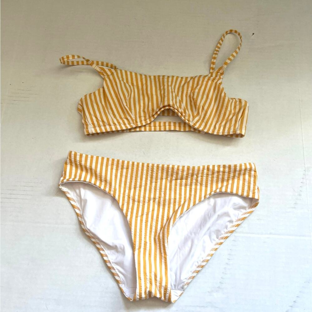 lululemon athletica Yellow and White Striped Bikini Set